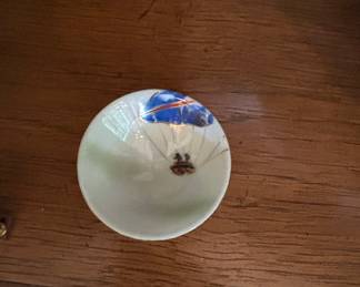 Japanese Porcelain Teacups with Hot Air Balloon Motif