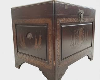 Antique Carved Camphor Wood Sea Chest