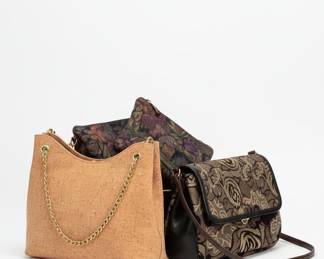 Assorted Handbags Lot - Featuring Tapestry, Cork, and potential Calvin Klein