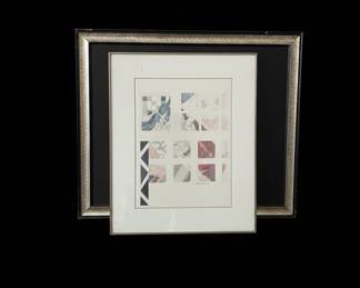 Framed Print with Geometric and Floral Motifs