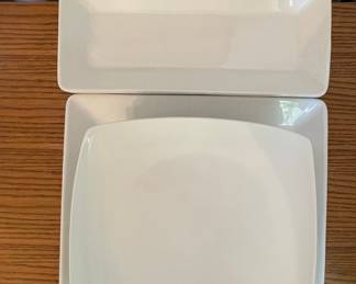B. Smith White Ceramic Rectangular and Square Serving Platters. Six piece set.