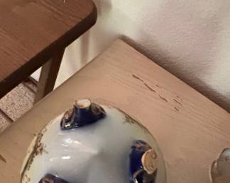 Antique Nippon Hand-Painted Porcelain Footed Bowl with Floral Motif and Matching Dishes