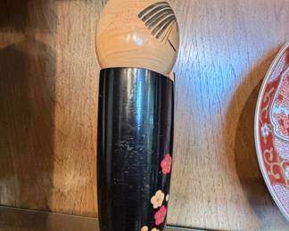 Creative Kokeshi Doll by Sato Suigai with Cherry Blossom Decoration