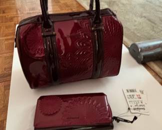 Desigual Patent Leather Satchel and Wallet Set