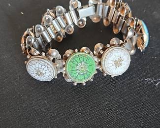 Vintage Enamel and Painted Link Bracelet