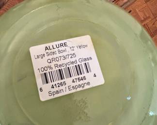 Allure Large Sidedo Bowl, 12" Yellow, 100% Recycled Glass