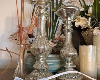 Mercury Glass Candlesticks (Set of 2)