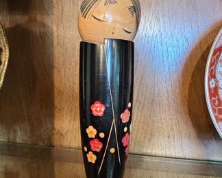 Creative Kokeshi Doll by Sato Suigai with Cherry Blossom Decoration