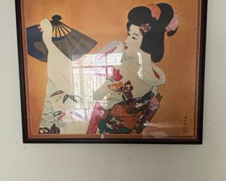 Japanese Geisha Print in Ornate Frame