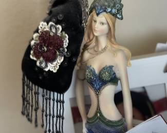Fairy Figurine with Beaded Velvet Handbag
