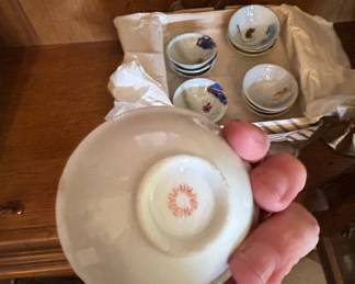 Japanese Porcelain Teacups with Hot Air Balloon Motif