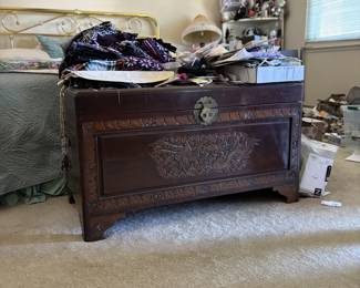 Vintage Chinese Carved Camphorwood Chest