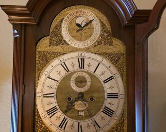 18th century long case grandfather clock from London, beautifully restored
