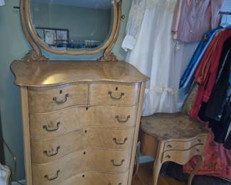 Antique Birds eye maple tall dresser
