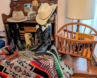 Pendleton blanket, Stetson hats, Western decor