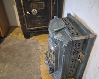 Antique Safe and Belgian Stella Coal stove 