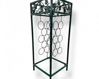 33 VintageGreenWroughtIronWineRackGrapevineDesign
