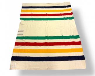 42 VintageHudsonsBayWoolPointBlanketStripedMadeEngland