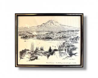 137 HalMizeBlackWhiteMountRainierSeattlePrintFramed