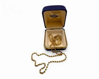 17 14KGoldTwistedRopeChainNecklace889g