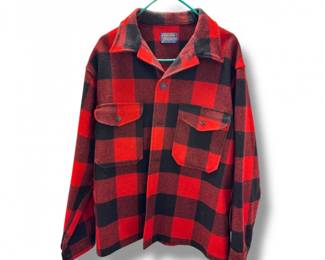 97 PendletonWoolJacketRedBlackThickPlaidFlannelLargeMen