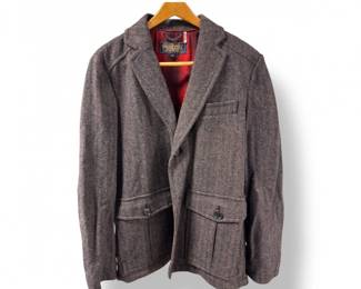 100 PendletonMensWoolJacketHerringbonePlaidLiningLarge