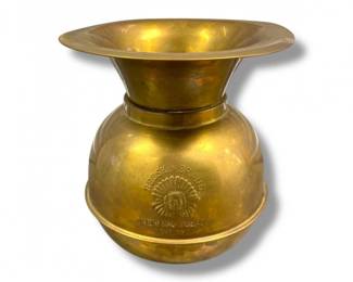 108 BrassRedskinBrandTobaccoSpittoon