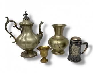 75 VintageReedBartonTeapotSvensktTennVaseWilcoxShakerMore