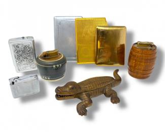 115 AssortedVintageLightersCigaretteCasesCrocodileNutcracker