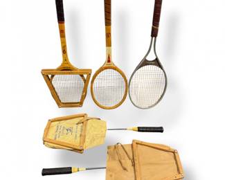 141 VintageTennisBadmintonRacketswPressesCovers