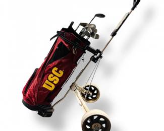 9 USCNikeGolfBagwClubsPushCartRedBlackSet