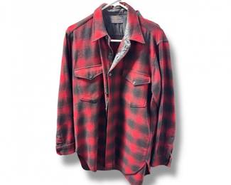 92 PendletonButtonUpPlaidWoolShirtRedBlackOmbreLargeMen