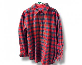 94 PendletonButtonUpPlaidWoolShirtRedBlueLargeMen