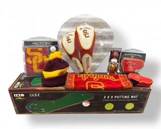 73 USCTrojansGolfFanGearSetMatHeadcoversBallsTowel