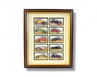 122 VintageJohnPlayerMotorCarsCigaretteCardsFramedSet