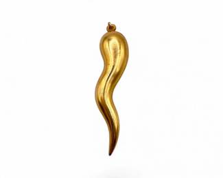 144 14KGoldCornicelloHornPendantPolishedFinish187g