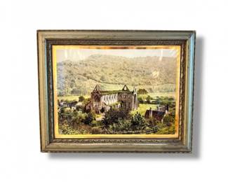 129 FramedAbbeyRuinsLandscapeArtworkwOrnateFrame