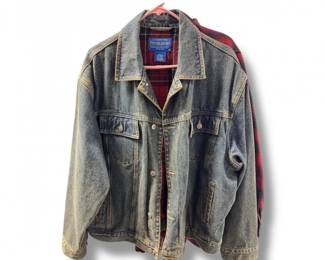 91 PendletonWoolLinedPlaidDenimJacketExtraLargeMen