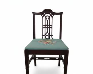 Chippendale Style Mahogany Side Chair with Needlepoint Seat