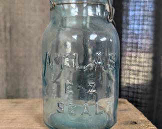 Atlas E-Z Seal Blue Glass Mason Jar - Quart Size