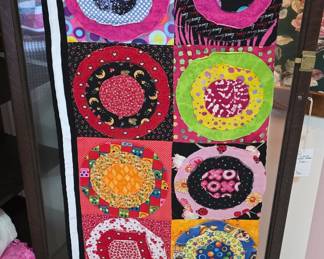 Whimsical Appliqué Circle Fabric Wall Hanging / Quilt