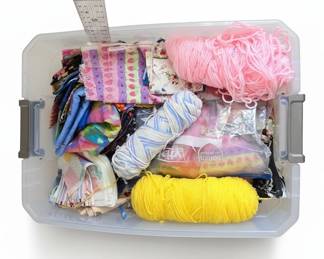 Fabric Scraps and Yarn Bundle