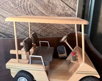 Handcrafted Wooden Toy Golf Cart Model