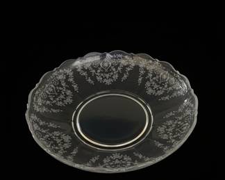 Cambridge Rose Point Etched Crystal Glass Bowl