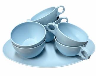 Mid-Century Modern Melmac Melamine Coffee Cups and Saucer Set