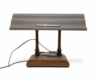 Vintage Bankers Lamp with Wooden Base