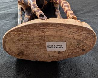 Set of Four Hand-Carved Wooden Giraffes