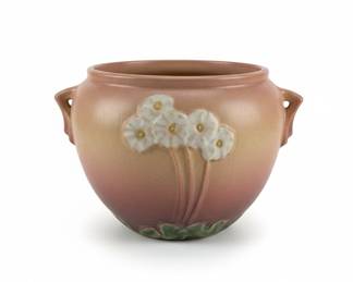Roseville Pottery White Rose Jardiniere