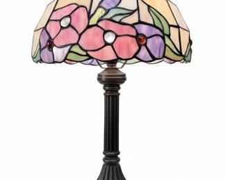 Tiffany Style Stained Glass Table Lamp with Floral Motif