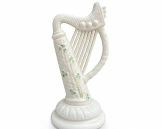 Irish Harp Figurine with Shamrocks